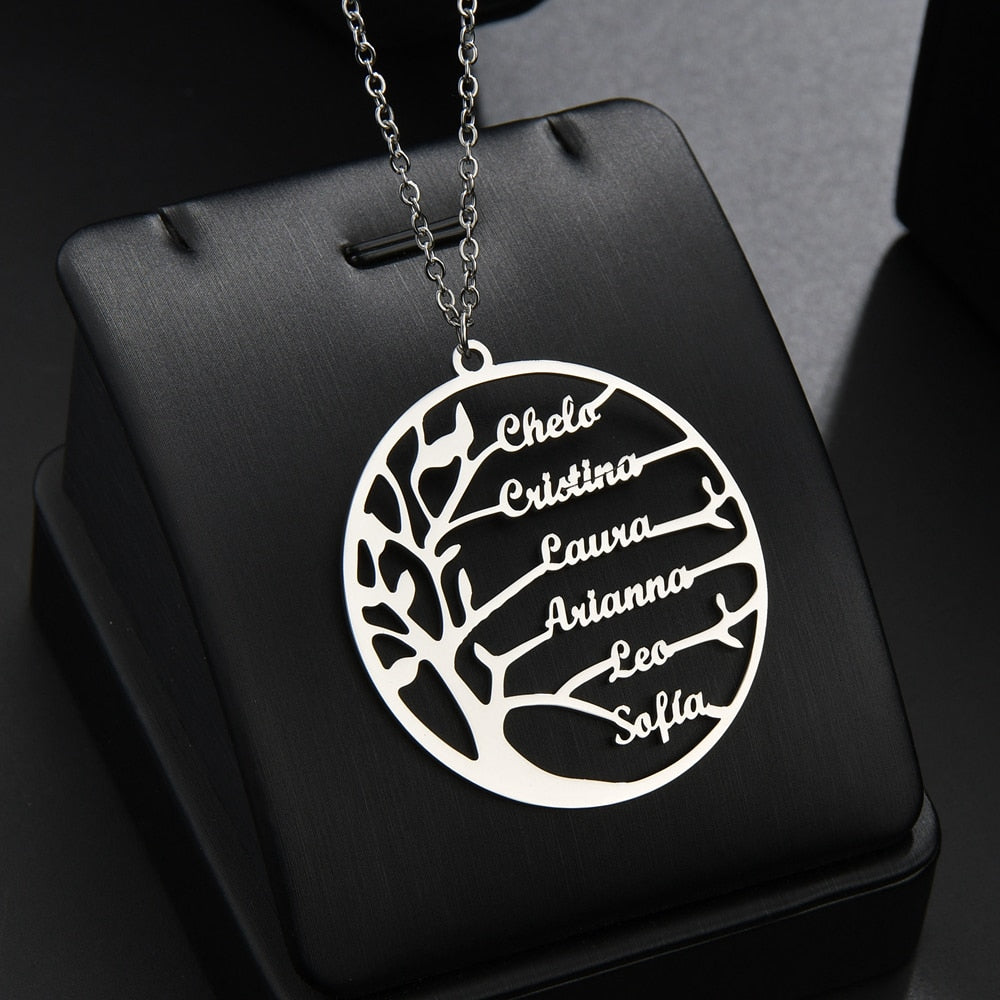 Custom Tree of Life 1-6 Names Necklace Stainless Steel Birthday  Necklaces Festival Gift for Women