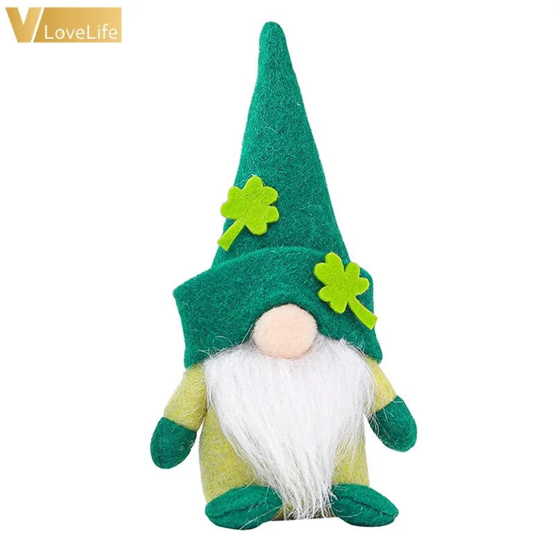 St. Patrick's Gnome Plush Doll: Faceless Clover Design, Irish Party Decor