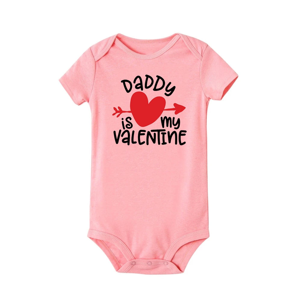 Daddy/Mommy Is My Valentine Twins Bodysuit - Newborn Summer Romper