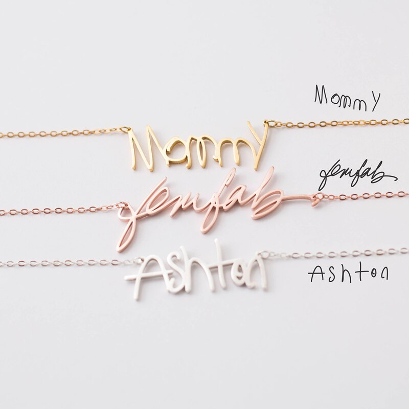 Personalised Actual Handwriting Name Necklace -Best Gift for Moms & Lovers