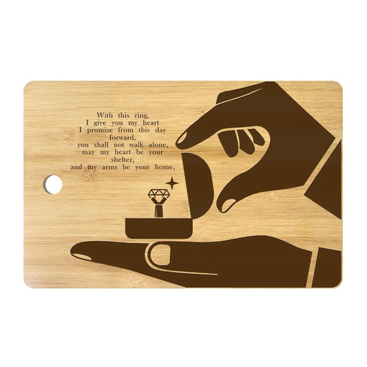 Engagement Ring Engraved Cutting Board - Personalized Kitchen Decor for Wedding Anniversary.