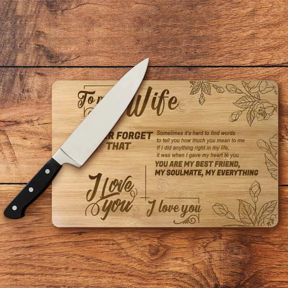 Personalized Bamboo Cutting Board: "To My Life" Love Quote, Custom Text, Housewarming & Chef Gift.