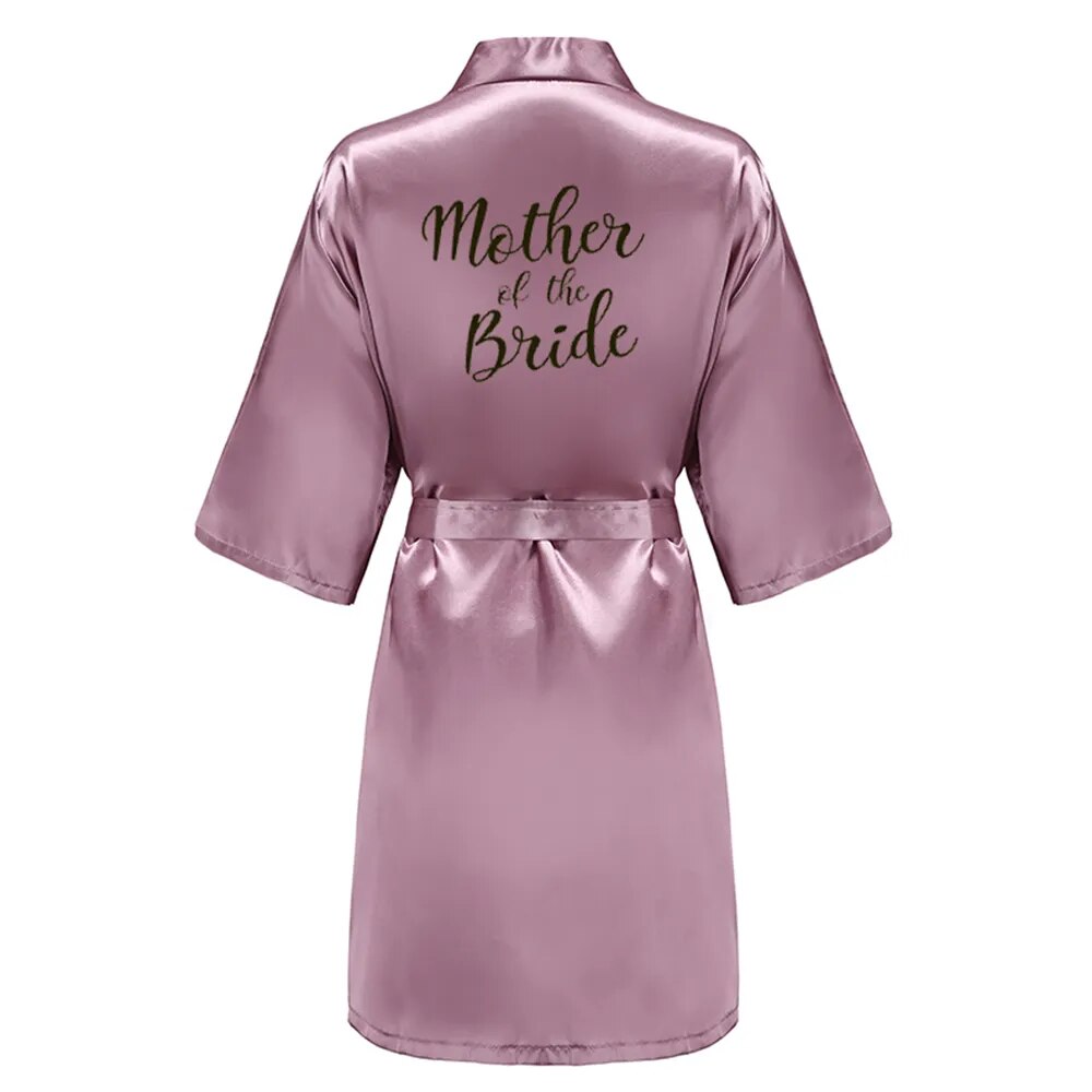 Satin-Silk Bride Bathrobe: Bridal Party, Sister Team, Mother & Bridesmaid Short Wedding Robes.