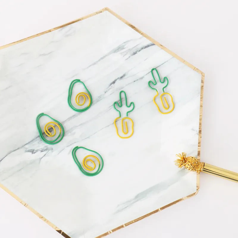 Avocado Fruit Stationery Set - Gift Pack with Paper Clips, Binder Clip, and Pen.