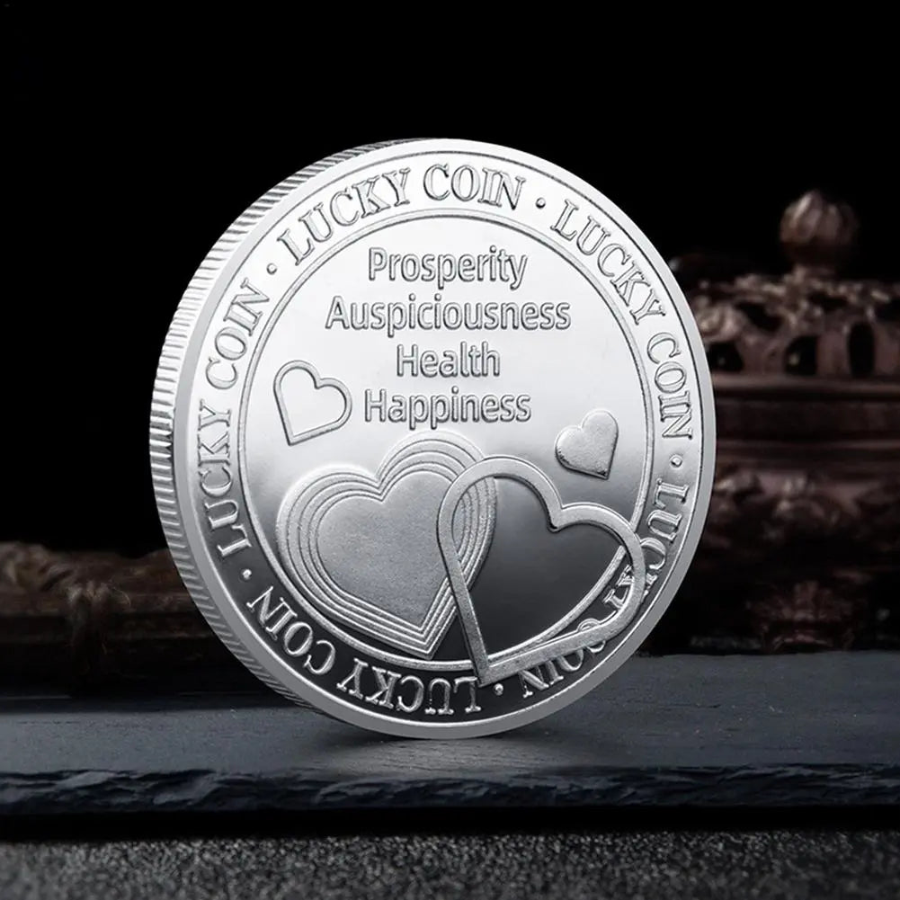 Lucky Love Coin: Three-dimensional Metal with Embossed Four-leaf Clover, Good Luck Gift.