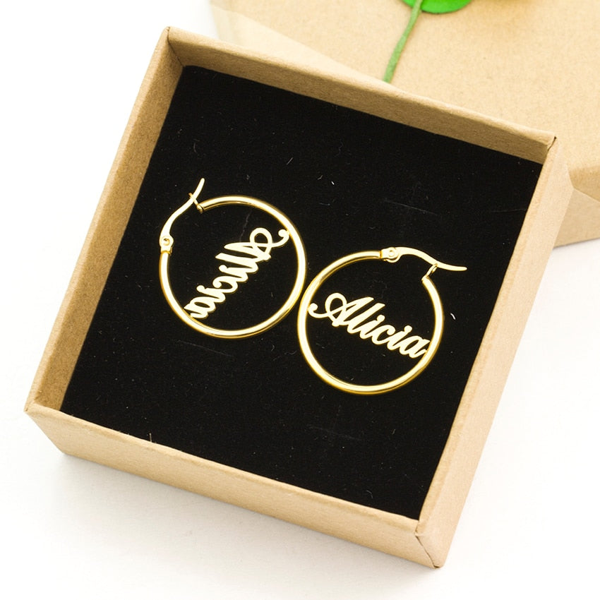 Personalized Romantic Heart Hoop Name Earrings - Custom Jewelry Gift