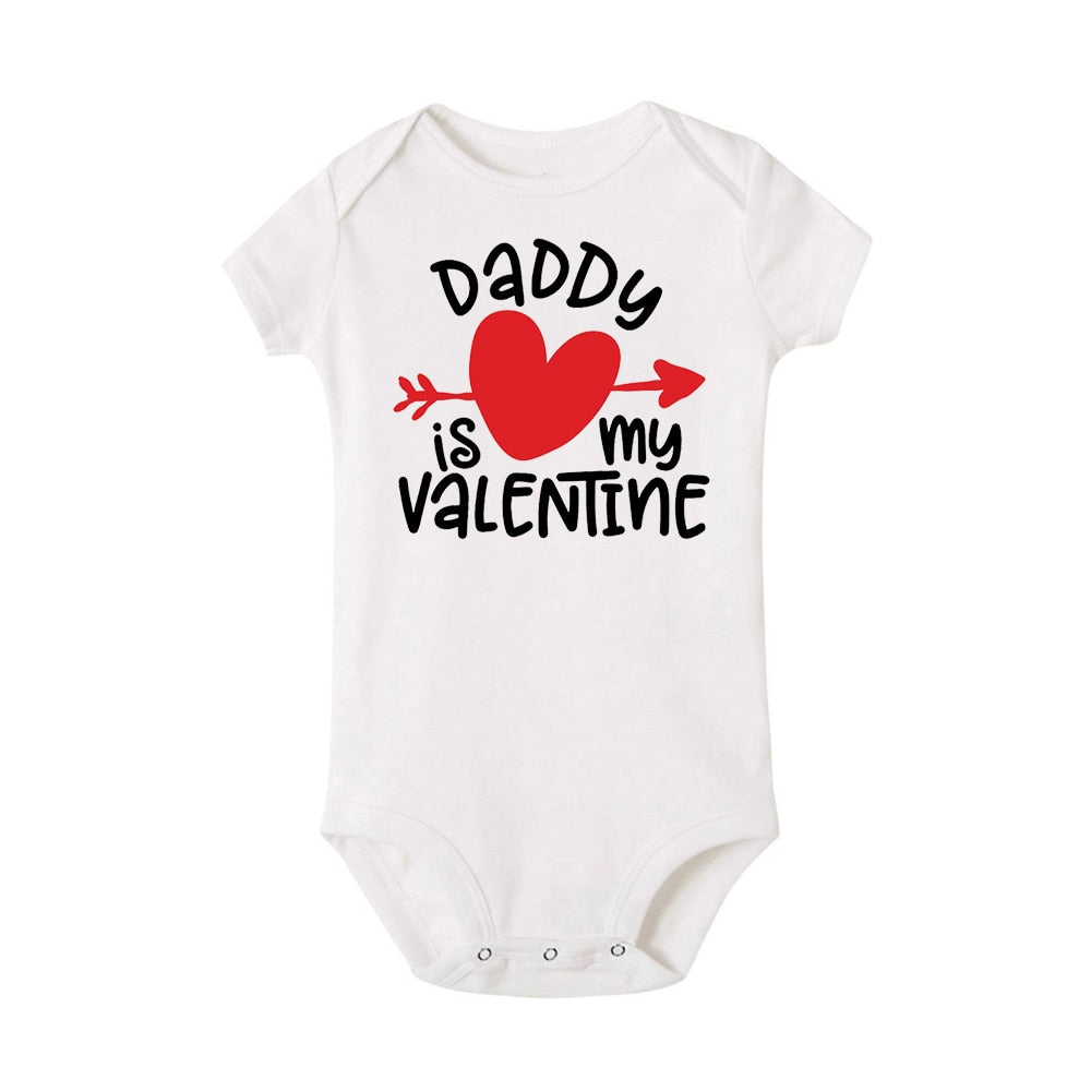 Daddy/Mommy Is My Valentine Twins Bodysuit - Newborn Summer Romper