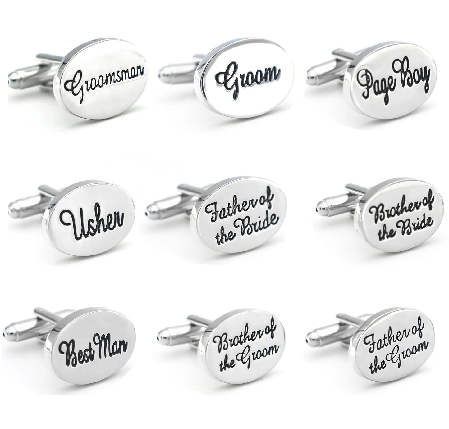Silver Men's Wedding Cufflinks: Groomsman, Best Man & Usher Design