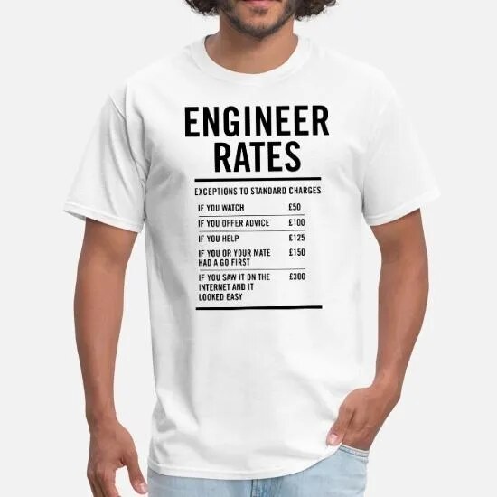 Engineer Labor Rates Men's Tee: Funny Father's Day Gift, Short Sleeve