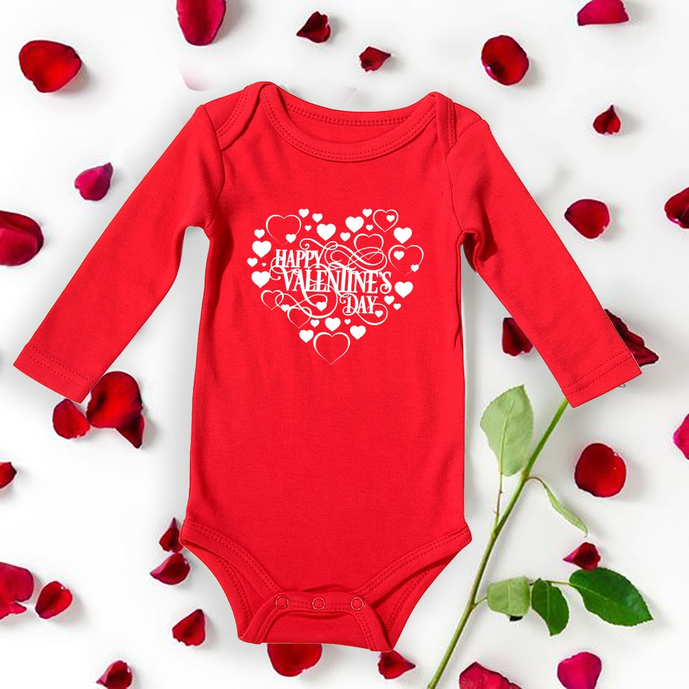 First Valentine's Baby Bodysuit - Red, Long Sleeve, Gender Neutral, Gift.