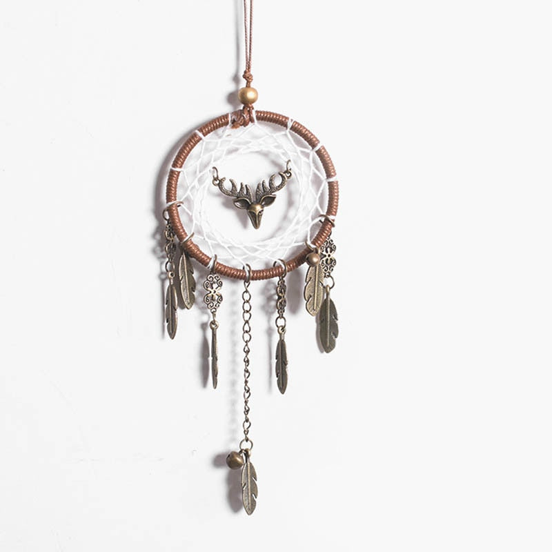 Car pendant retro alloy feather handmade metal trumpet 7cm dream catcher pendant gift students gift a deer safe for friends