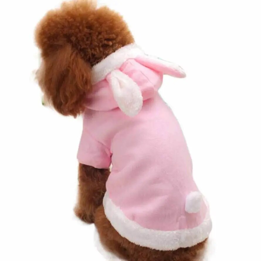 Hooded Easter Bunny Pet Costume: Warm Fleece Dog & Cat Outfit