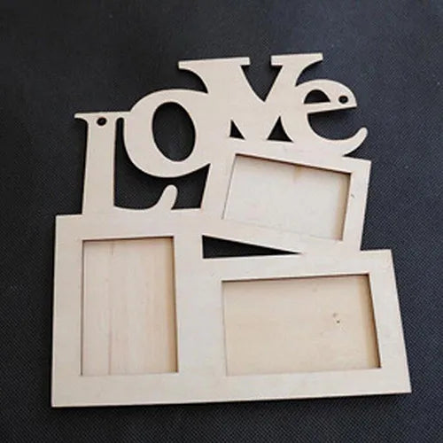 3-in-1 White Hollow Love Design - Wooden Family Photo Frame - DIY Artistic Decor.