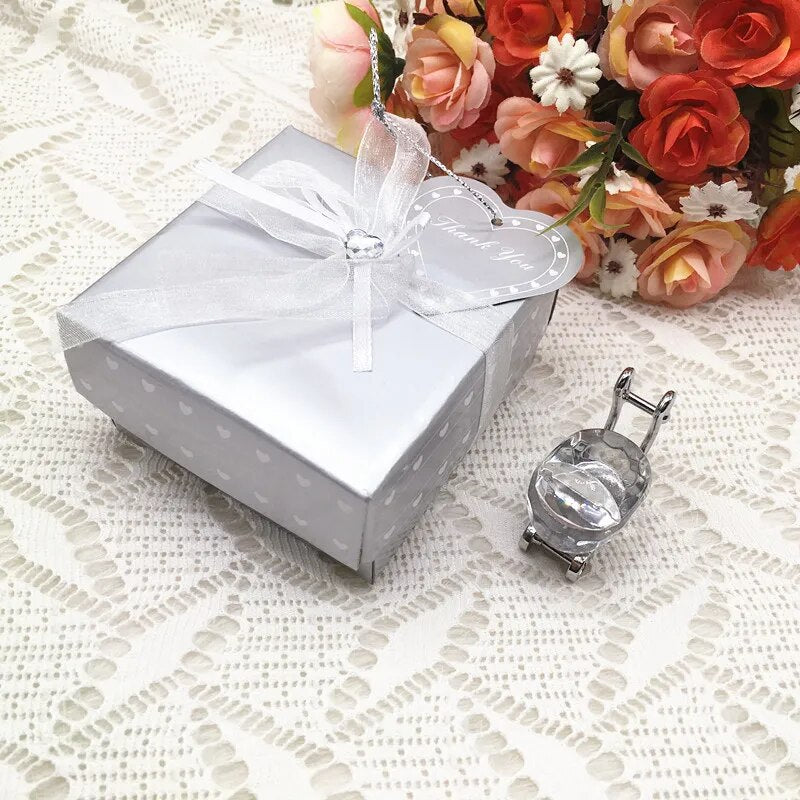 12pcs Personalized Baby Shower Favors: Crystal Carriage, Christening, Kids Birthday Gifts.