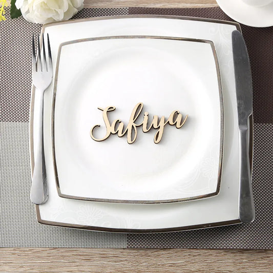 Custom Wood Place Cards: Personalized Name Settings for Wedding, Guest Tags & Table Decor.
