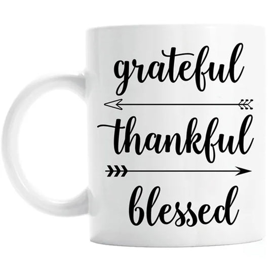 Grateful Thankful Blessed Fall Mug - Autumn Christian Coffee Cup Gift.