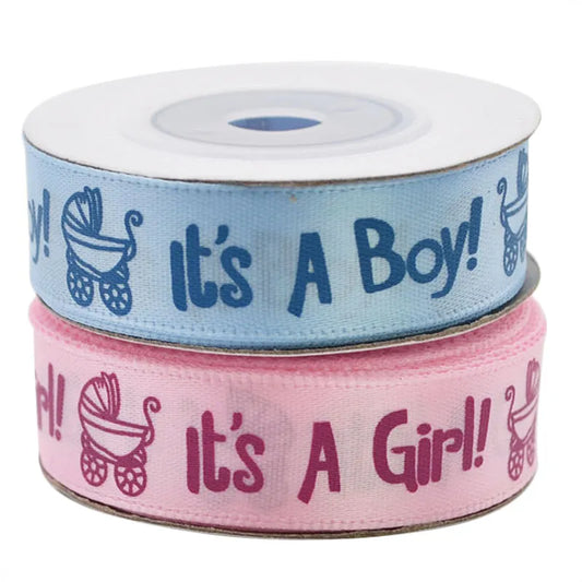 10Yards Roll: "It's a Boy/Girl" Ribbon, Baby Shower, Christening & Christmas Crafts.