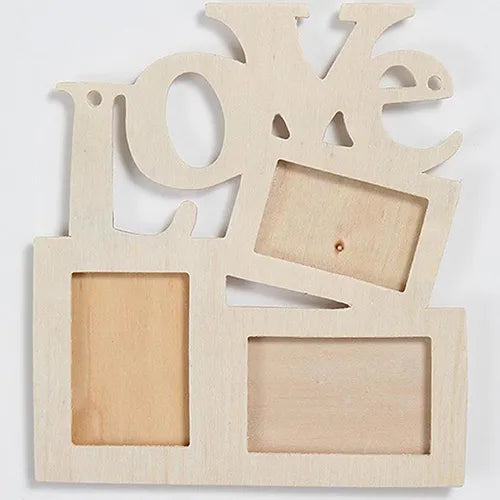 3-in-1 White Hollow Love Design - Wooden Family Photo Frame - DIY Artistic Decor.