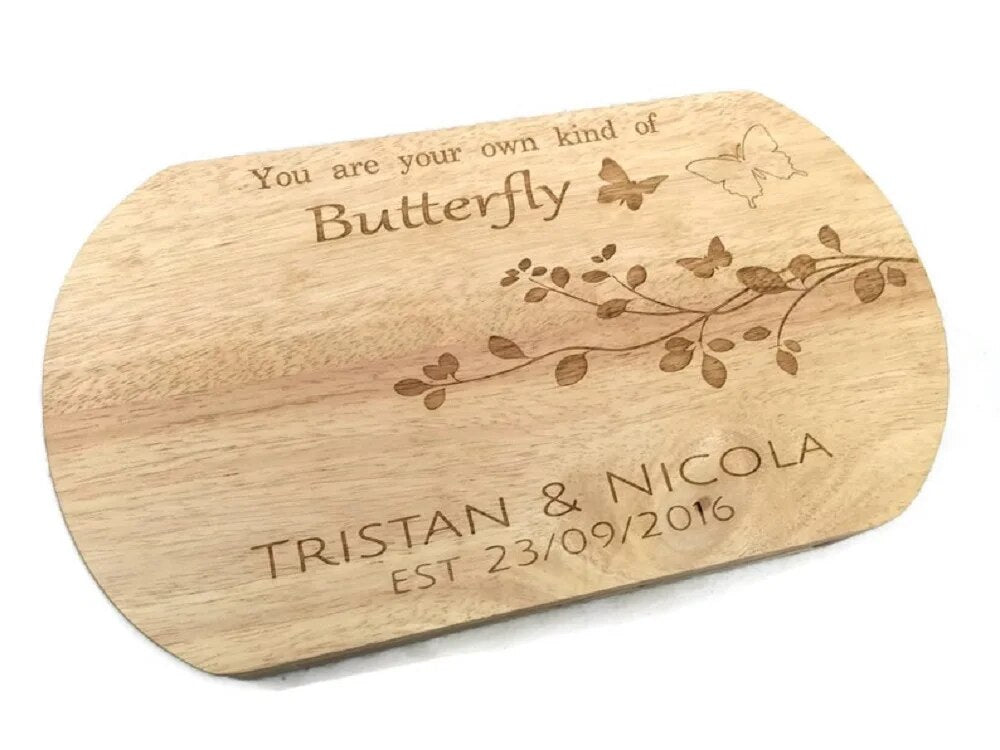 Personalised Cheese & Chopping Board: Wooden Serving Platter for Couples