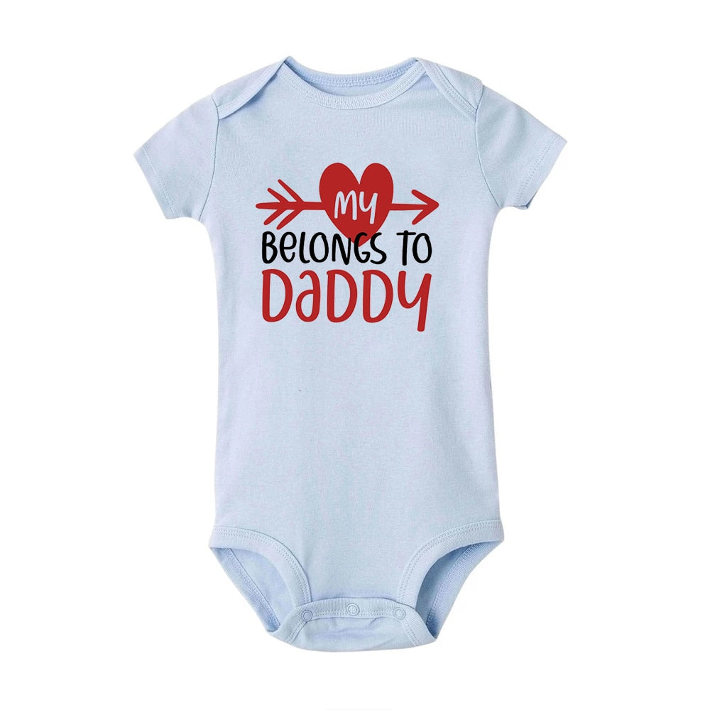 Heart Belongs to Daddy Jumpsuit - Gender Neutral, Newborn & Toddler Valentine's Gift.