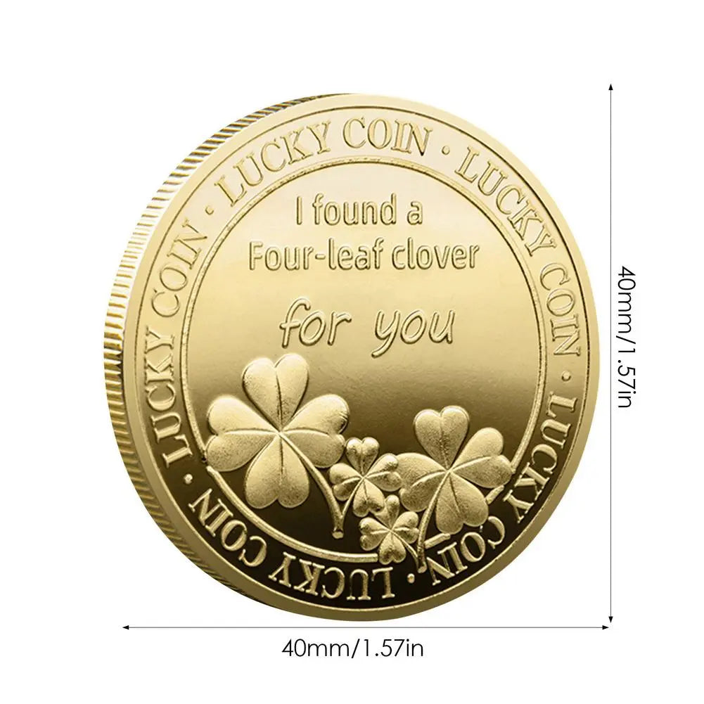 Lucky Love Coin: Three-dimensional Metal with Embossed Four-leaf Clover, Good Luck Gift.