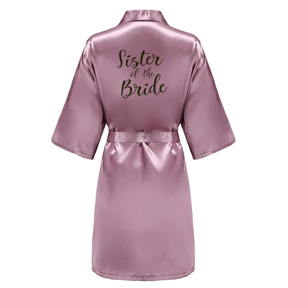 Satin-Silk Bride Bathrobe: Bridal Party, Sister Team, Mother & Bridesmaid Short Wedding Robes.