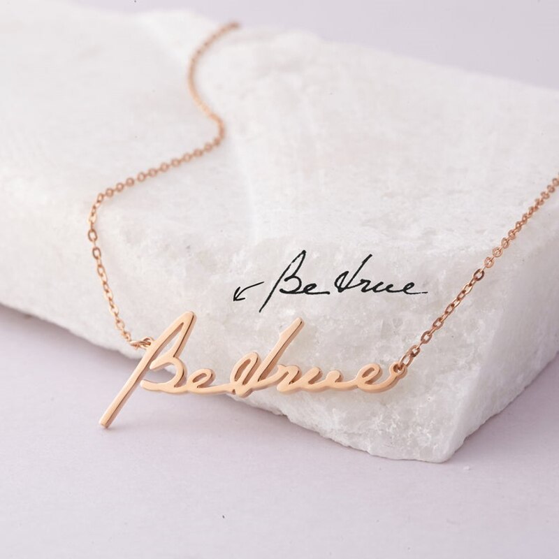 Personalised Actual Handwriting Name Necklace Custom Jewelry Stainless Steel Custom Pendant Necklace Best Gifts For Moms Lovers
