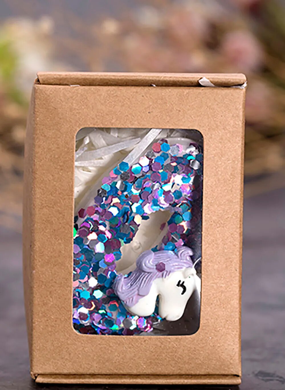 "Unicorn Rainbow Candle" - Purple Rhinestone Baby Birthday & Wedding Topper.