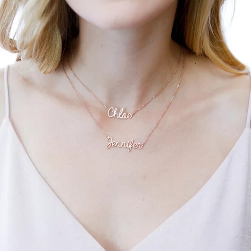 Pesonlized Custom Double Layered Name Necklaces For Women Fashion Jewelry Personalized Two Name Pendant Necklace Friendship Gifts