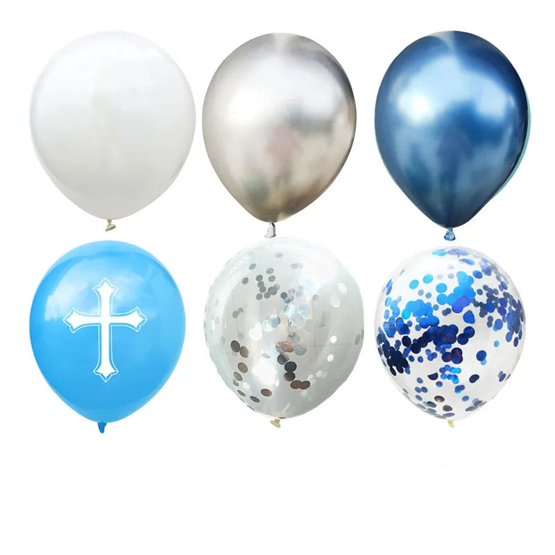 18/30pcs Bless Cross Balloons: Easter, Gold Confetti, for Christian Holiday & Celebration Decor.
