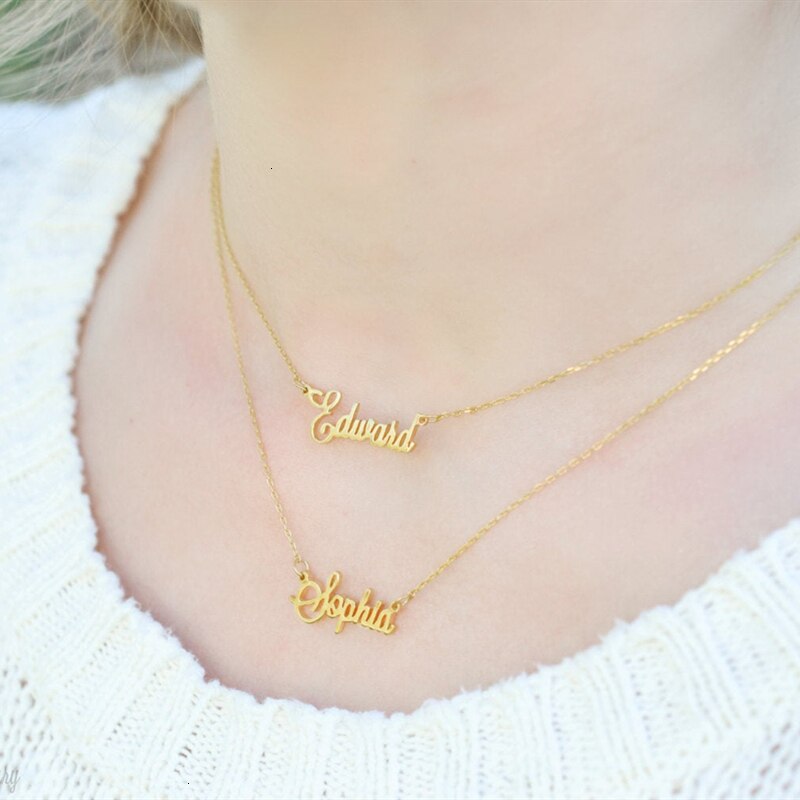 Personalized Double Layered Name Necklace - Custom Two Name Pendant, Friendship Gift