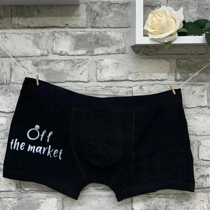 Groom-to-Be Slippers & Boxer Brief: "Off the Market" Wedding Decor, Bachelor & Bridal Shower Gift Bag.