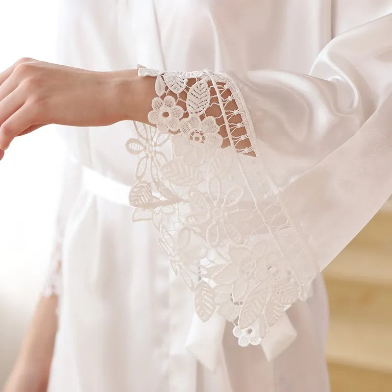 Satin Bridal Robe - Bridesmaid Nightgown, Elegant Lingerie Sleepwear