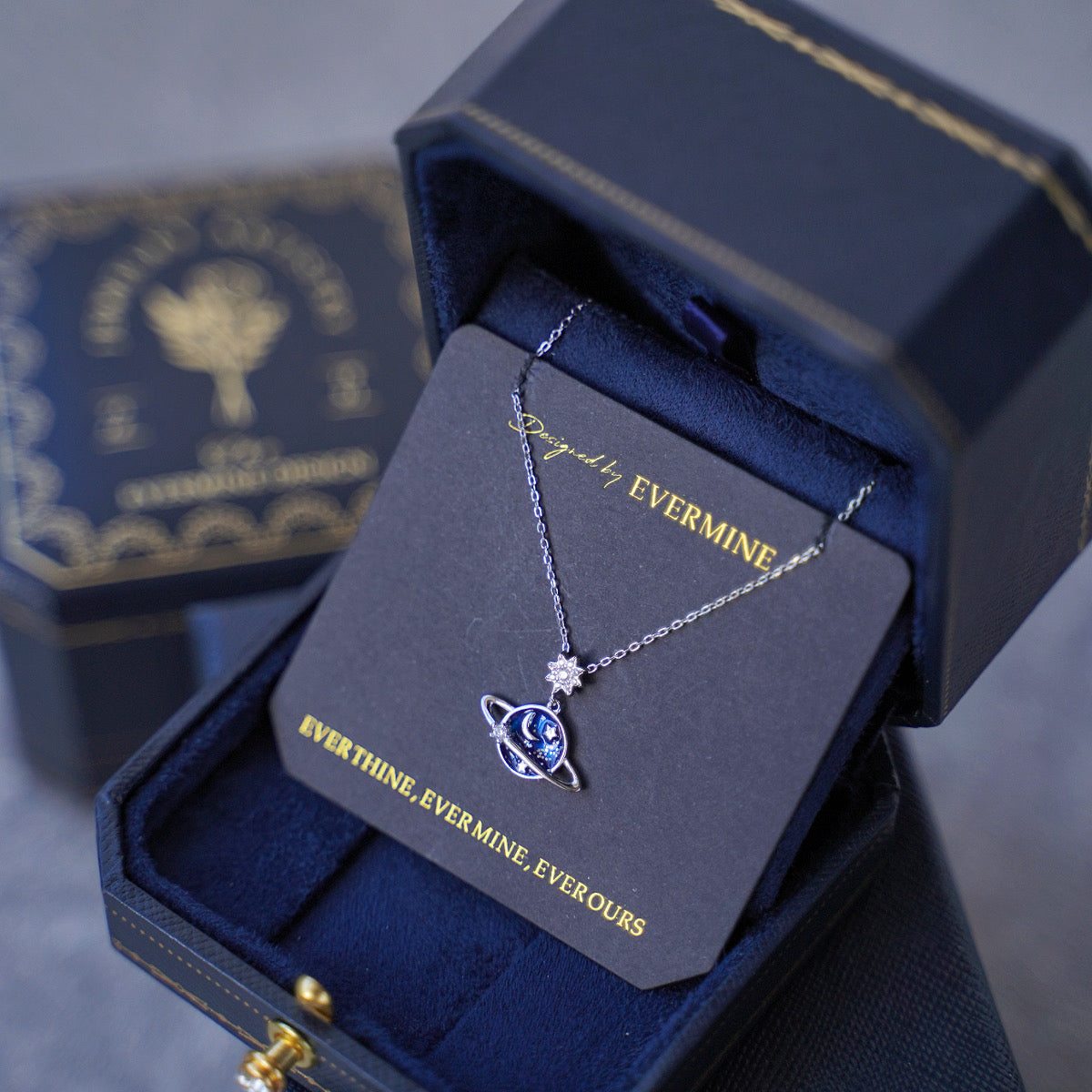 925 Silver Enchanted Cosmos Necklace with Zirconia & Enamel Drip Design.
