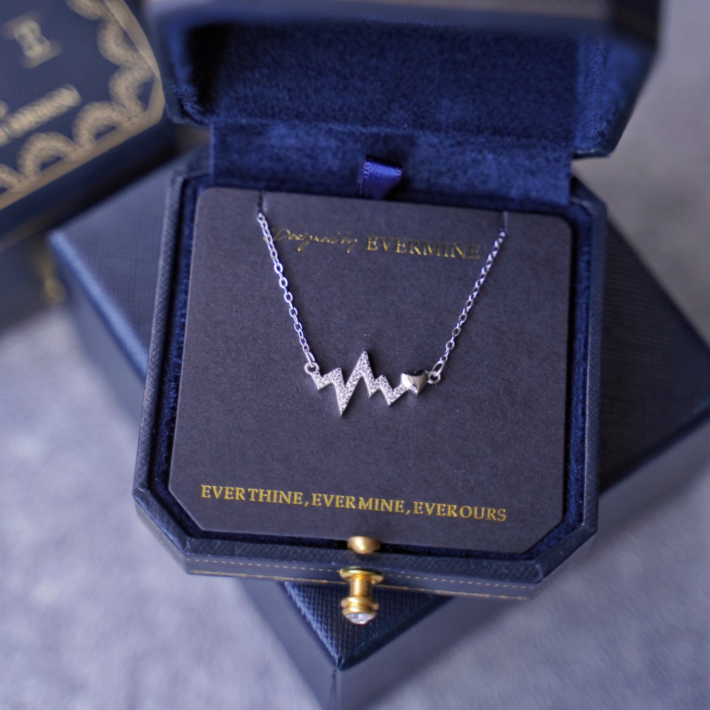925 Silver EKG Heartbeat Pendant with Zirconia - Sparkling Design.