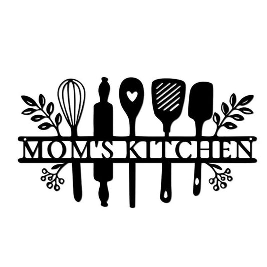 Metal "Mom Kitchen" Sign: Country Farmhouse Decor for Dining, Kitchen & Housewarming Gift.