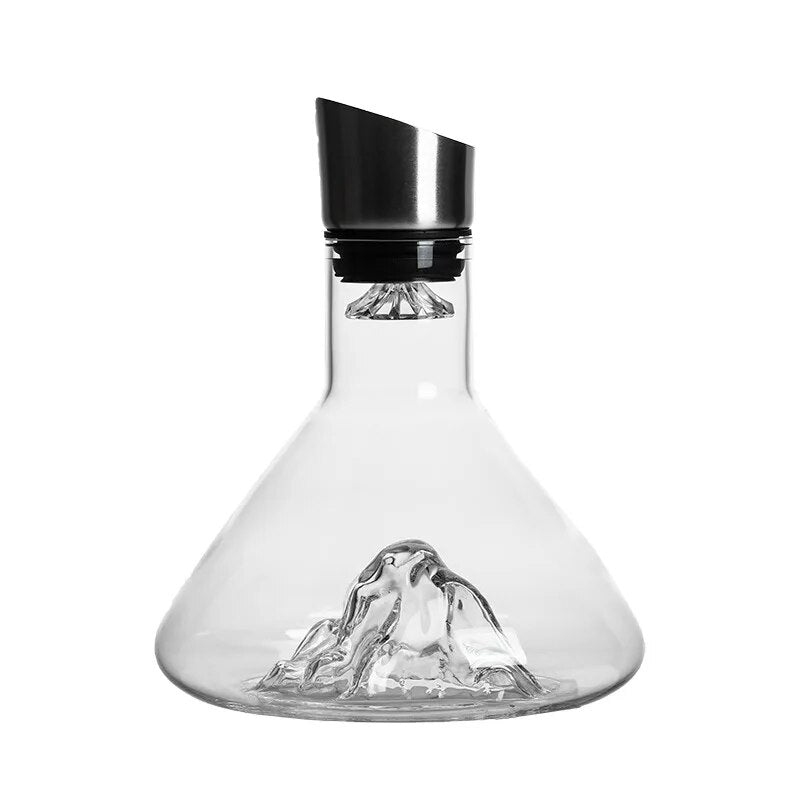 Clear Crystal Wine Decanter: Iceberg Design Barware Flask, Glass Wine Dispenser