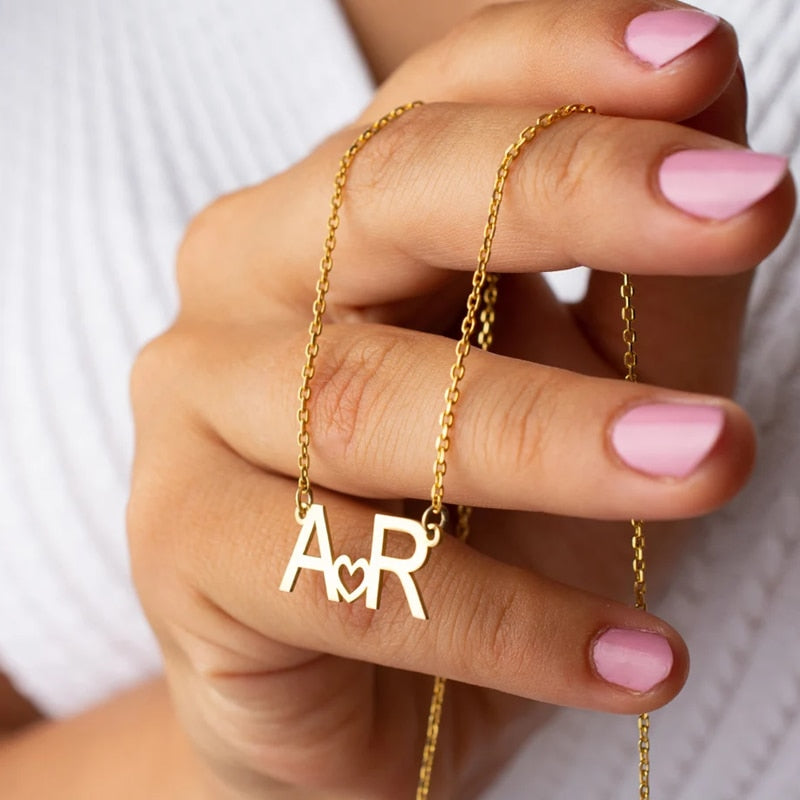Personalized Double Initial Necklace - Custom Letters Pendant
