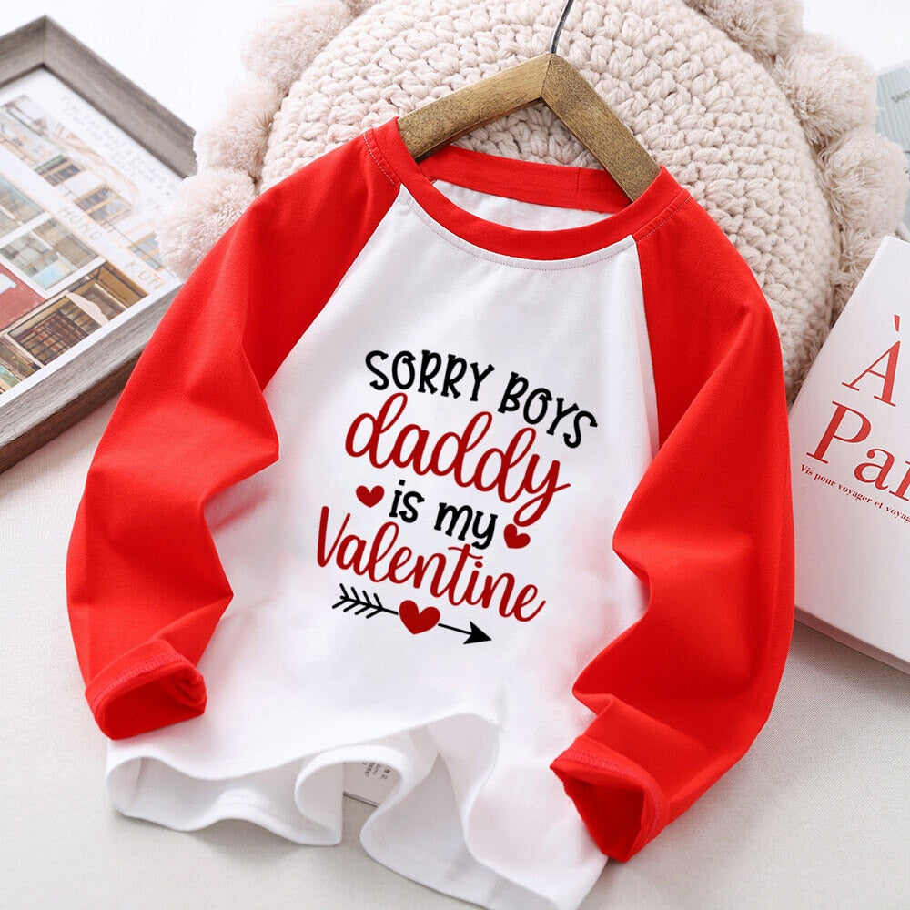 Valentines Kids Raglan T-shirt - Party Best Gift, Sibling Tee, Boys & Girls Long Sleeve Outfit