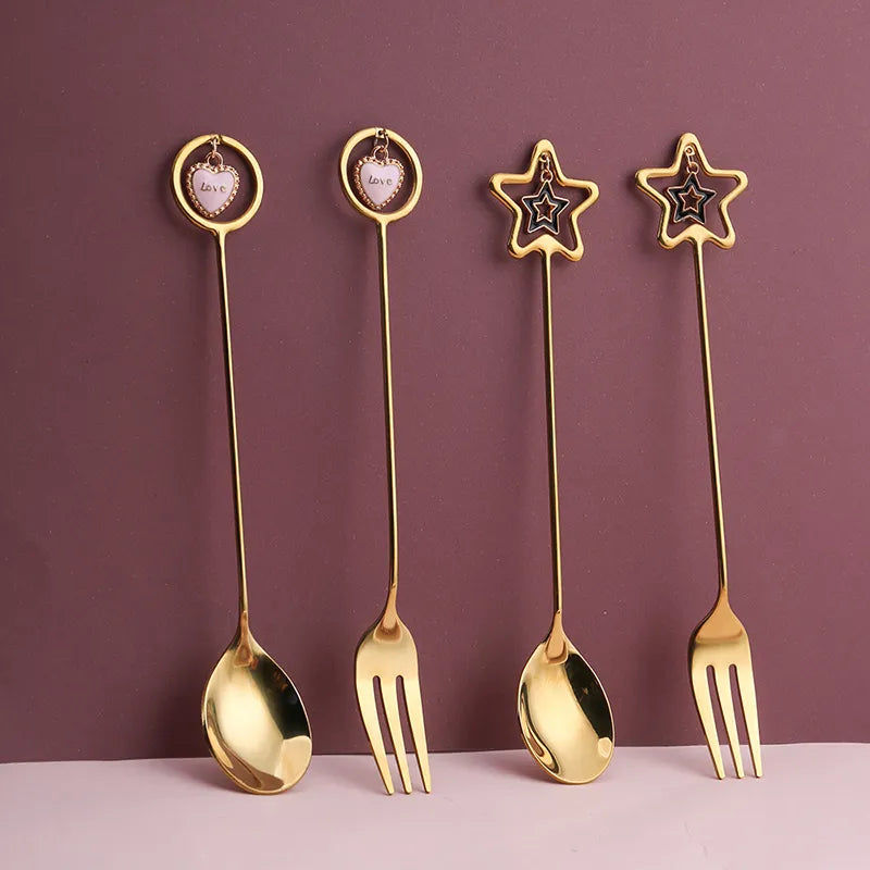 Spoon & Fork Set with Pendant - Creative Christmas Gift Kitchen Tableware Decor.