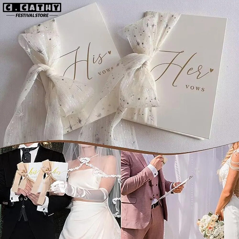 Personalized Wedding Vows Card Set: Romantic Promises, Bride & Groom Oath Book Decor