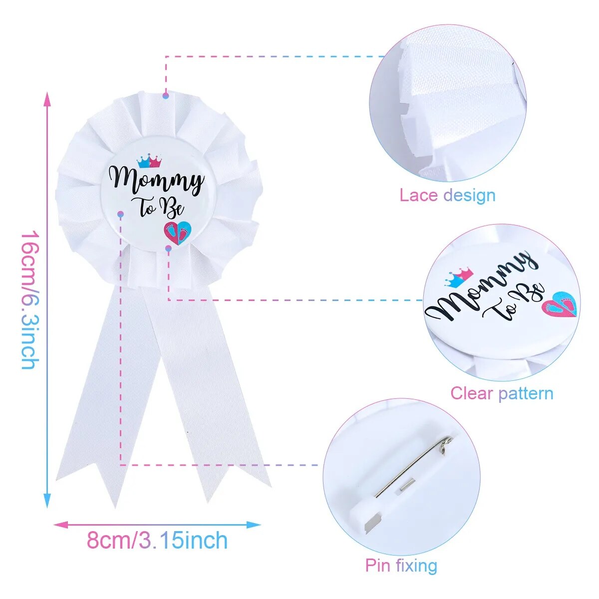 Glitter Cloth Bronzing Straps: Mummy & Dad To Be Party Belts for Newborn Welcome.