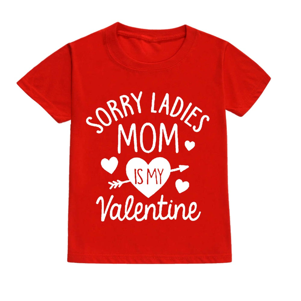 Mommy's Valentine Kids T-Shirt - Child Red Top, Boys & Girls, Valentine's Day Party Gift.