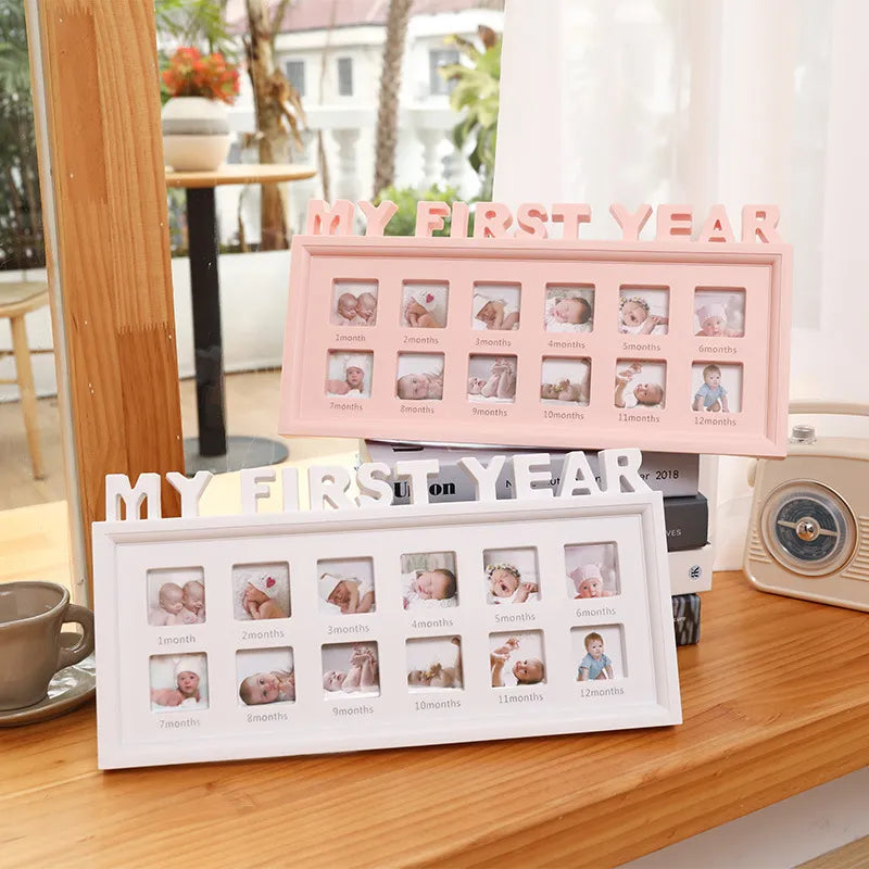 First Year Baby Photo Frame - Memory Display Kids Growth Souvenir