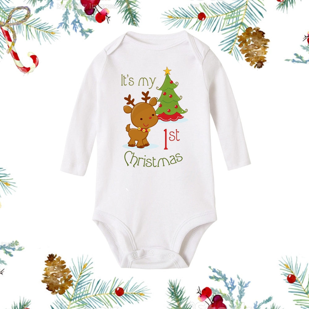 My First Christmas Newborn Romper - Snowman Print, Infant Xmas Gift