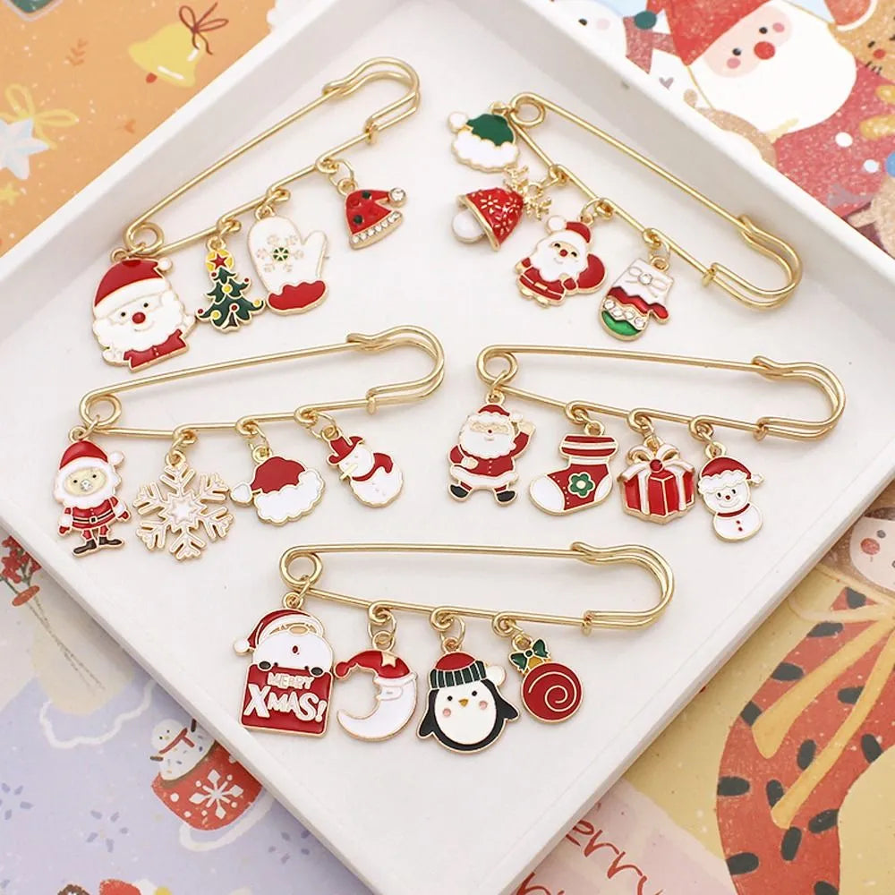 Christmas Snowman Brooch: Jewelry Gift Pin, Bag Decor, Dress Shawl Clip, Waistband Safety Pin.