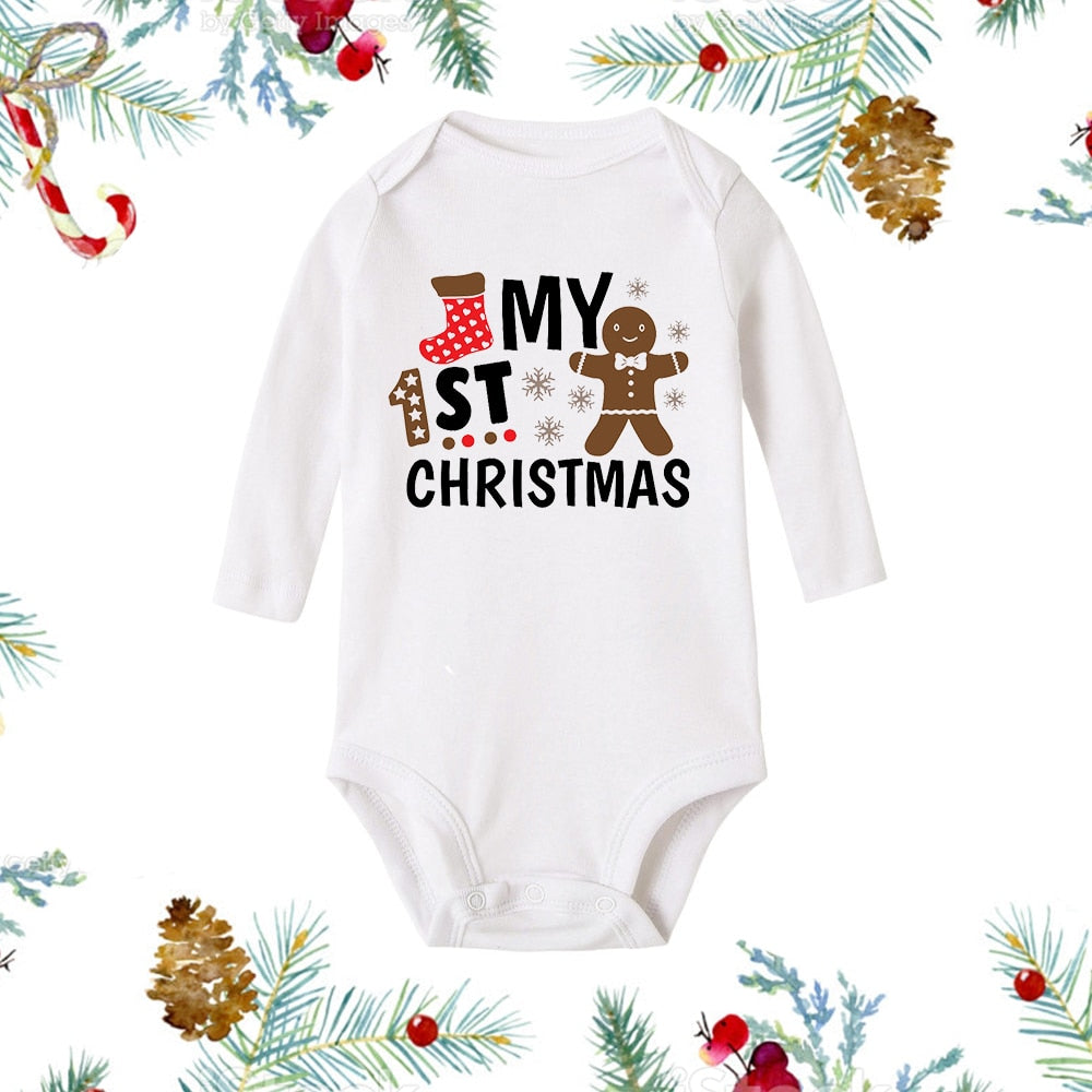 My First Christmas Newborn Romper - Snowman Print, Infant Xmas Gift