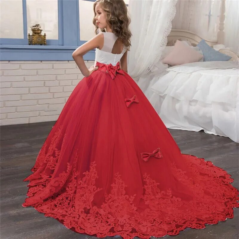 Flower Girl Dress: Kids Wedding Bridesmaid Gown, Prom, New Year Princess Costume for Children & Teens.