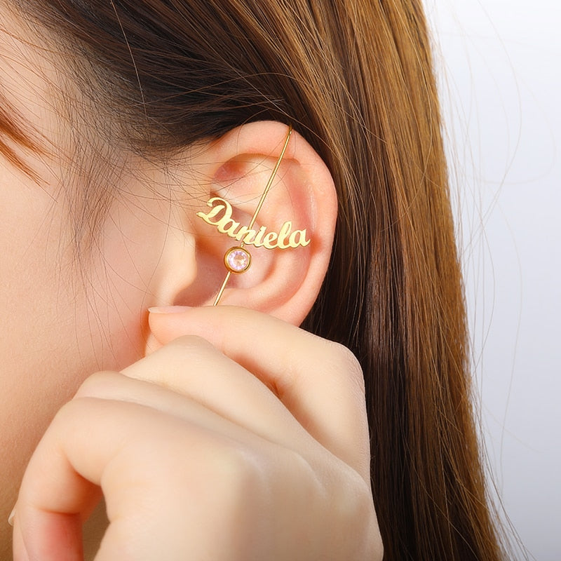 Personalized Heart Rhinestone Name Earrings - Custom Jewelry for Women & Girls.