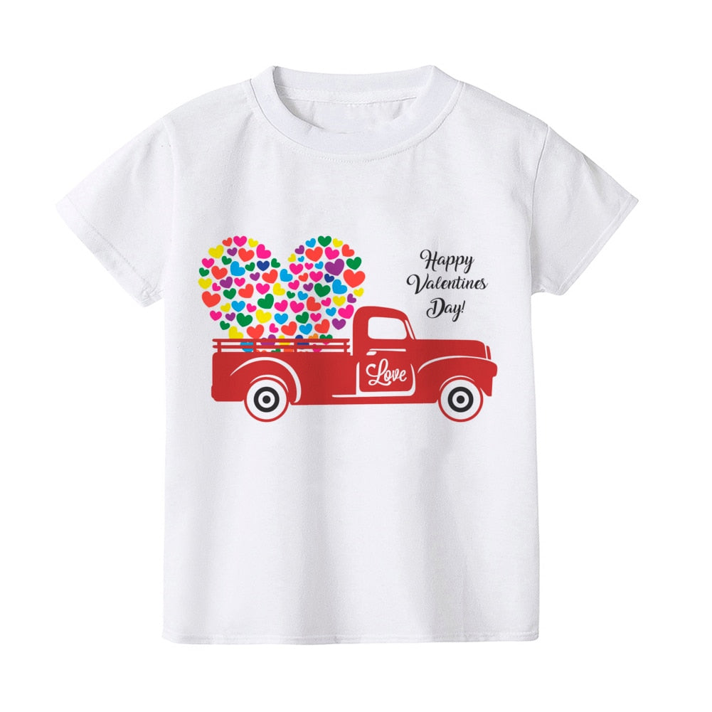 Happy Valentine's Day Kids T-Shirt - Child Tops, Boys & Girls Party Present Casual Wear.